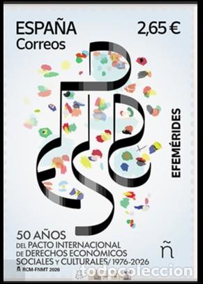 Sellos: ESPA&Ntilde;A 2026 50&ordf; PACTO INTERNACIONAL DE DERECHOS ECON&Oacute;MICOS, SOCIALES Y CULTURALES MNH ED 5945