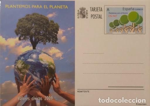 Sellos: Tarjeta postal / Tarifa A - Valores C&iacute;vicos 2009: Plantemos para el planeta - Correos (Espa&ntilde;a)