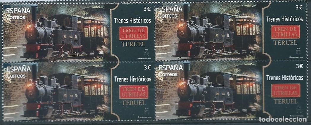 Sellos: ESPA&Ntilde;A 2026 TRENES HIST&Oacute;RICOS: TREN DE UTRILLAS (TERUEL) BLOQUE 4V ED 5949 YT 5709