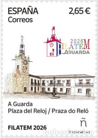 Sellos: ESPA&Ntilde;A 2026 FILATEM 2026 A GUARDA. PLAZA DEL RELOJ / PRAZA DO REL&Oacute; MNH ED 5952 YT 5712