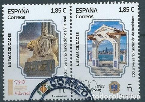 Sellos: ESPA&Ntilde;A 2025 ANIV FUNDACIONES DE VILA-REAL Y BENIDORM SET 2V USADOS ED 5825-6 YT 5586-7