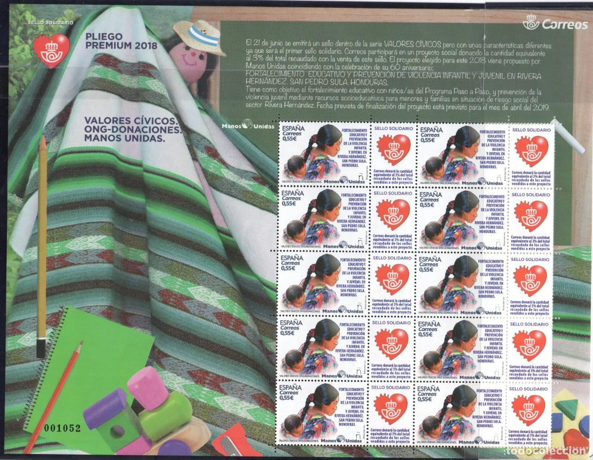 Stamps: PLIEGO PREMIUN 63** VALORES CIVICOS 2018