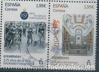 Sellos: ESPA&Ntilde;A 2025 REAL SOCIEDAD FOTOGR&Aacute;FICA-INSTITUTO GEOL&Oacute;GICO Y MINERO 2V USADO ED 5849-50 YT 5610-1