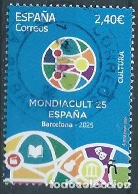 Sellos: ESPA&Ntilde;A 2025 CULTURA MONDIACULT 25 BARCELONA USADO ED 5856 YT 5617