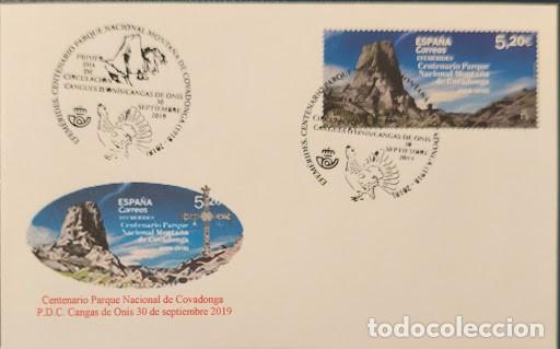 Francobolli: Sobre Primer D&iacute;a (FDC) - Centenario Parque Nacional Monta&ntilde;a de Covadonga 2019 + Sello 5,20&euro; Cangas