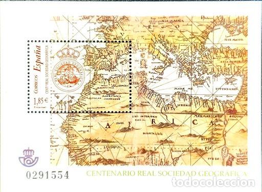 Selos: Espa&ntilde;a 2003 - Hojita Bloque &rdquo;Centenario Real Sociedad Geogr&aacute;fica&rdquo; (Edifil HB 4004 / SH 118) - MNH