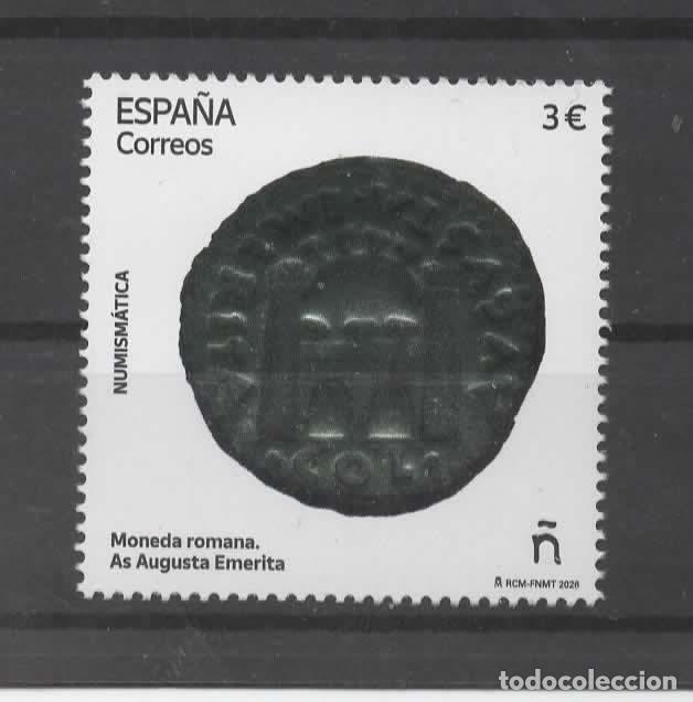 Sellos: ESPA&Ntilde;A MONEDA ROMANA AS DE EMERITA AUGUSTA COIN