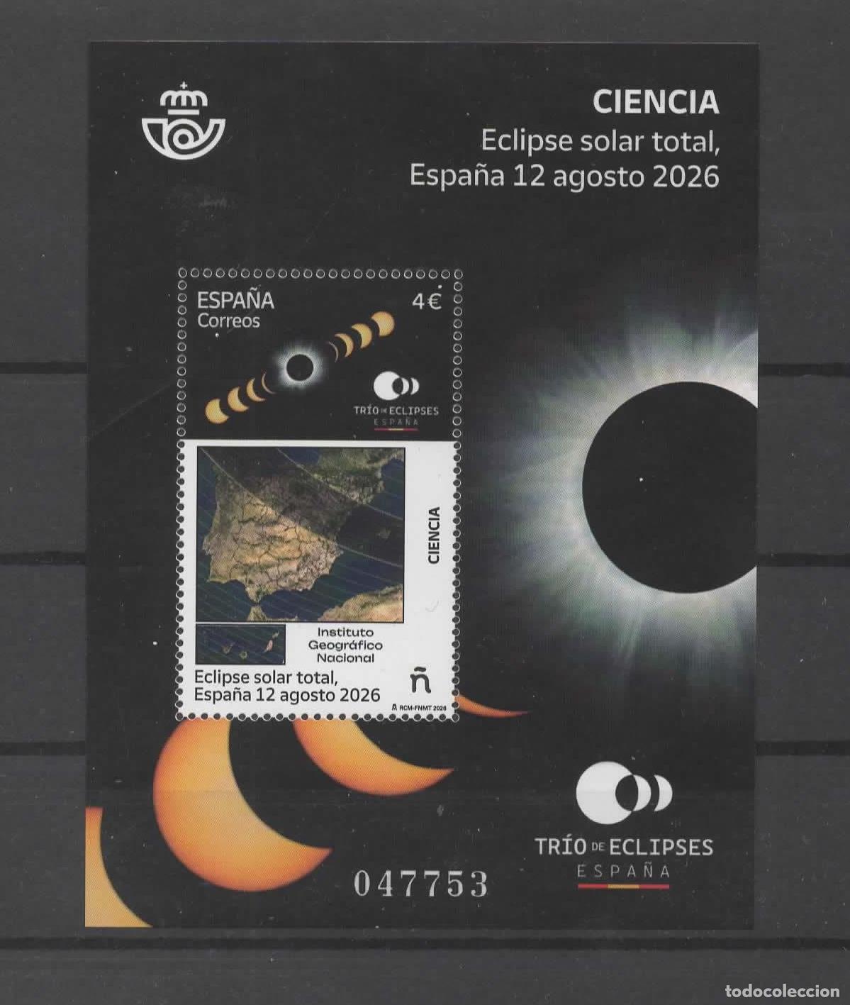 Sellos: ESPA&Ntilde;A ASTRONOMIA CIENCIA ECLIPSE SOLAR 12 AGOSTO 2026