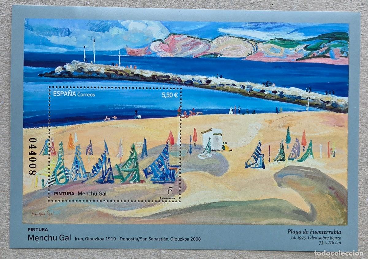 Sellos: 2024. ESPA&Ntilde;A. 5734. HB. Cuadro &lsquo;Playa de Fuenterrab&iacute;a&rsquo; de la pintora Menchu Gal. Nuevo.