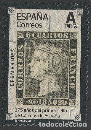 Sellos: Espa&ntilde;a 2025 Edifil 5802 Sello &ordm; 175 Aniversario Primer Sello Postal Michel 5859 Yvert 5563 Spain