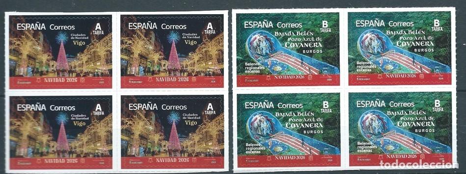 Sellos: ESPA&Ntilde;A 2026 CIUDADES DE NAVIDAD:VIGO Y BAJADA BEL&Eacute;N POZO AZUL COVANERA(BURGOS) 8V ED 5955-6 YT 5715-