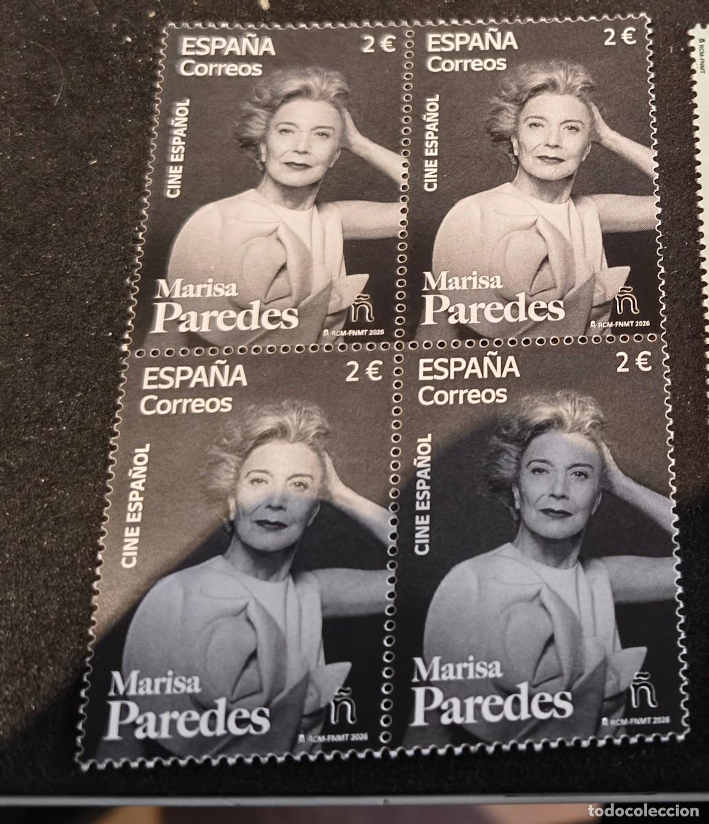 Sellos: ESPA&Ntilde;A 2026 CINE ESPA&Ntilde;OL. MARISA PAREDES BLOQUE 4V ED 5960 YT 5720