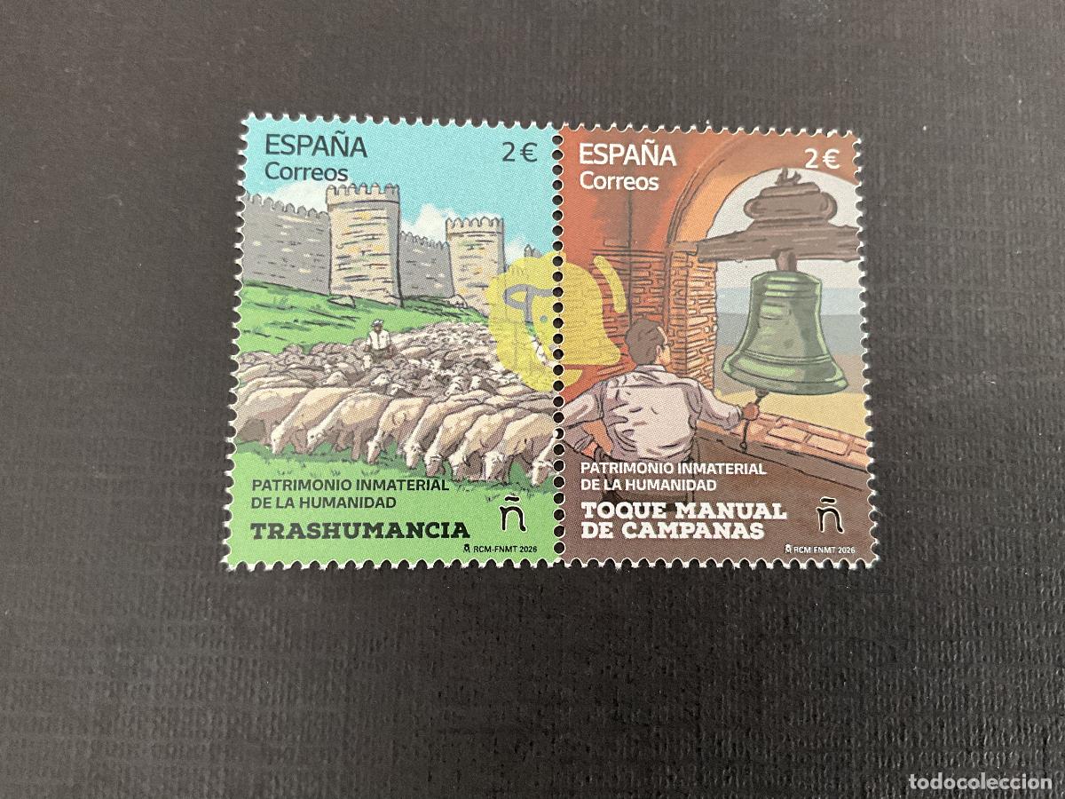 Sellos: ESPA&Ntilde;A A&Ntilde;O 2026. PATRIMONIO INMATERIAL DE LA HUMANIDAD. TRASHUMANCIA Y TOQUE MANUAL DE CAMPANAS