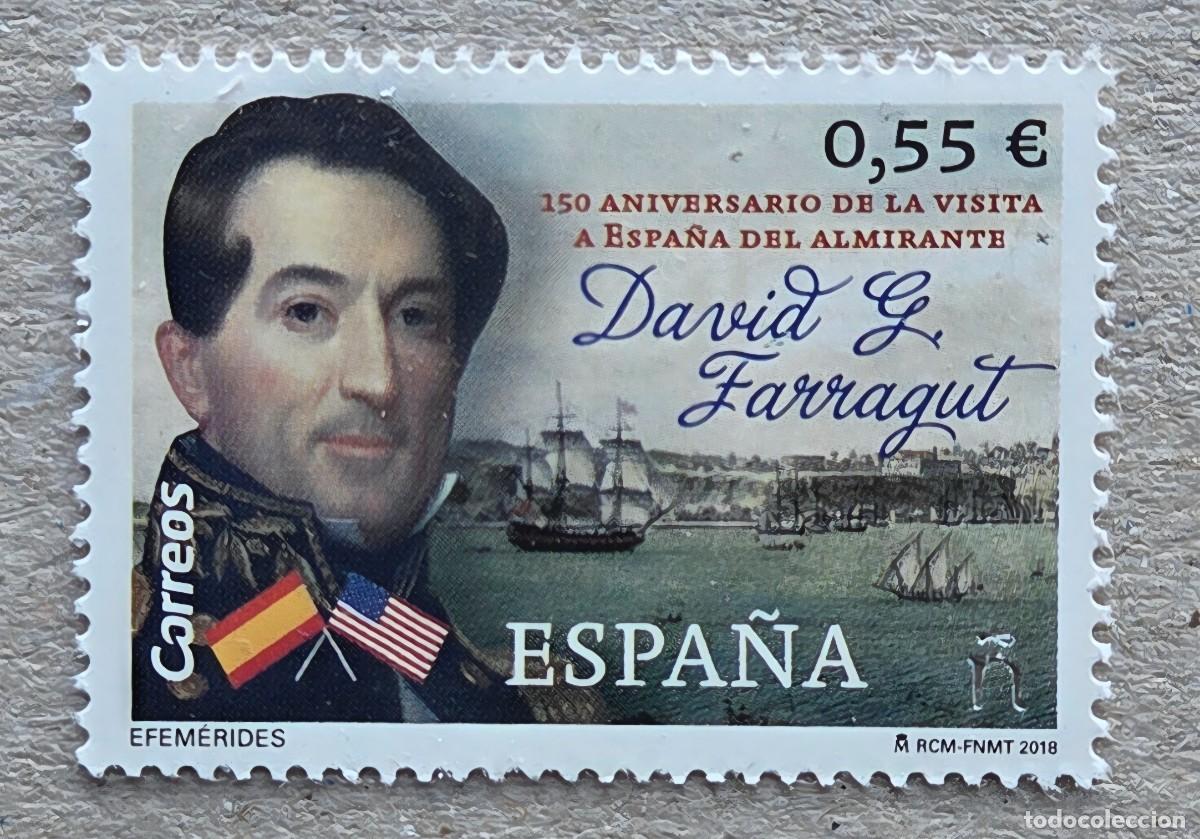 Sellos: 2018. ESPA&Ntilde;A. 5232. Almirante David Farragut. Serie completa. Nuevo.