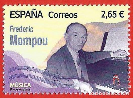 Sellos: Espa&ntilde;a. 2026. M&uacute;sica. Frederic Mompou