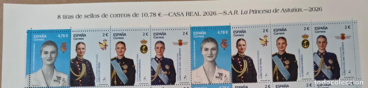 Sellos: ESPA&Ntilde;A 2026 PRINCESA DE ASTURIAS,ARMADA, DEL EJ&Eacute;RCITO DEL AIRE Y DEL ESPACIO 8V ED 5962-5 YT 5722-5