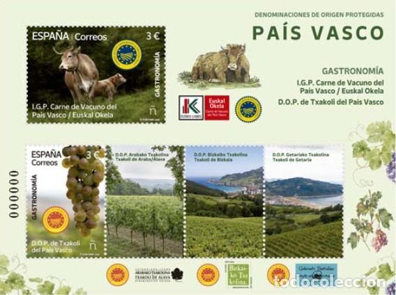 Sellos: ESPA&Ntilde;A 2026 HB GASTRONOM&Iacute;A. D.O. P. PA&Iacute;S VASCO: CARNE VACNO-TXAKOLI MNH ED HB-5966 YT F5726-27