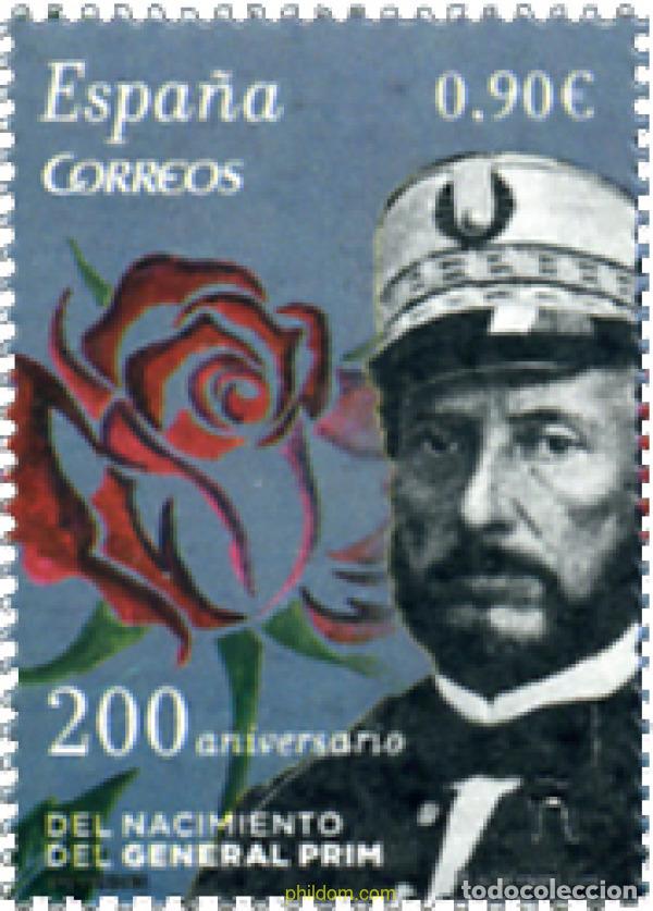 Sellos: 334680 MNH ESPA&Ntilde;A 2015 EFEMERIDES - 200 ANIVERSARIO DEL NACIMIENTO DEL GENERAL PRIM