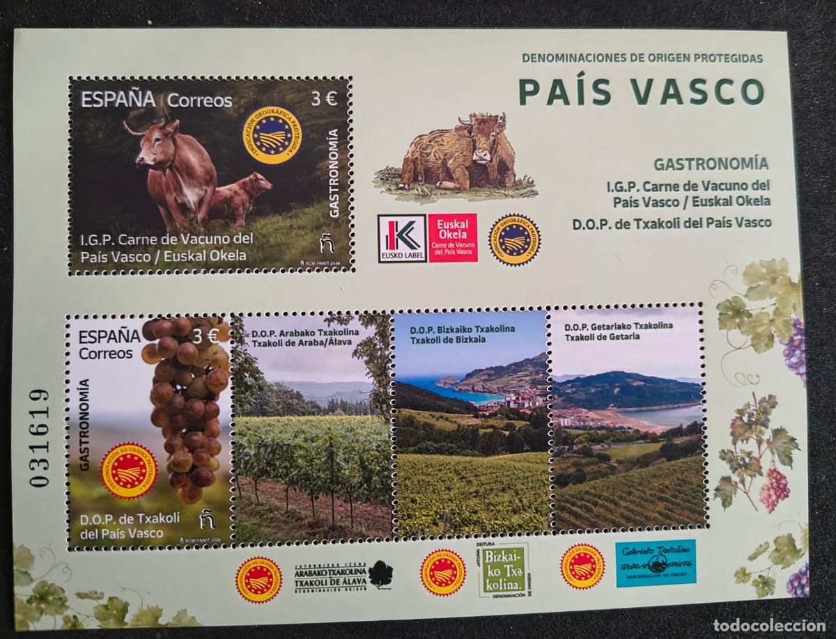 Sellos: ESPA&Ntilde;A 2026 HB GASTRONOM&Iacute;A. D.O. P. PA&Iacute;S VASCO: CARNE VACUNO-TXAKOLI MNH ED HB-5966 YT F5726-27