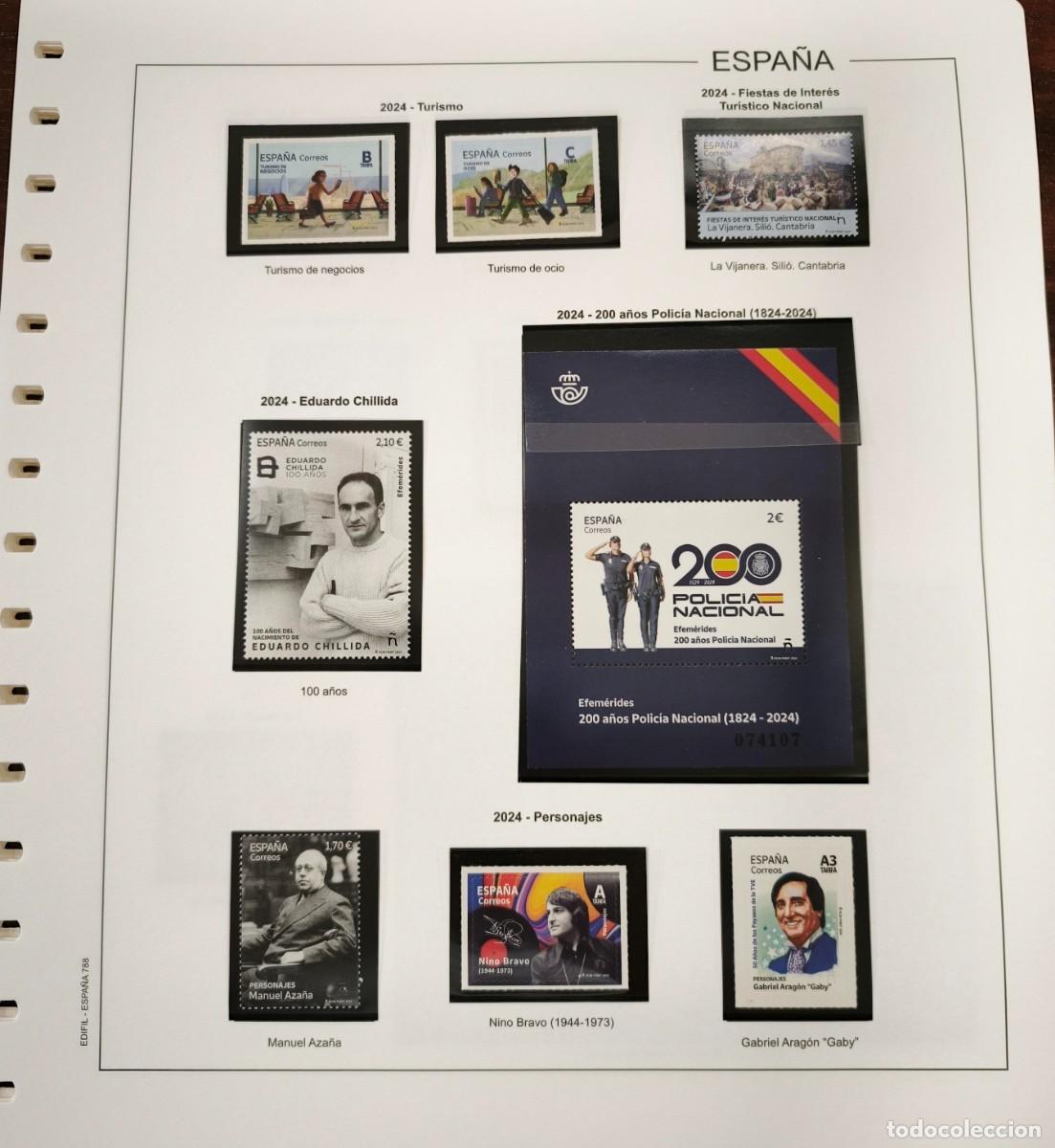 Sellos: ESPA&Ntilde;A. A&Ntilde;O 2024.COLECCION COMPLETA DE SELLOS Y HB. VALOR CAT&Aacute;LOGO EDIFIL 410 &euro;