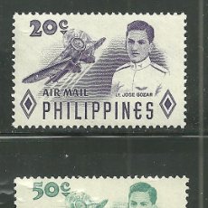 Sellos: FILIPINAS 1955 AEREO IVERT 51 Y 53 *** HEROES DEL AIRE - PERSONAJES Y AVIONES. Lote 152889878