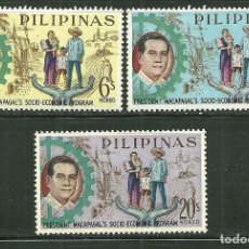 Sellos: FILIPINAS 1963 IVERT 581/83 *** PLAN QUINCENAL MACAPAGAL POR EL DESARROLLO ECONÓMICO