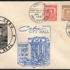 Selos: FILIPINAS / PHILIPPINES. SOBRE PRIMER DÍA / FDC CEBU CITY, 1951. - MARCOFILIA.. Lote 353710103