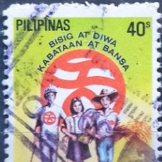 Sellos: FILIPINAS 1980 EL QUINTO ANIVERSARIO DE KABATAANG BARANGAY. USADO.. Lote 363974996