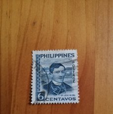 Sellos: FILIPINAS - VALOR FACIAL 6 CENTAVOS - PERSONAJES, JOSE RIZAL , LITERATURA, MEDICINA - AÑO 1958