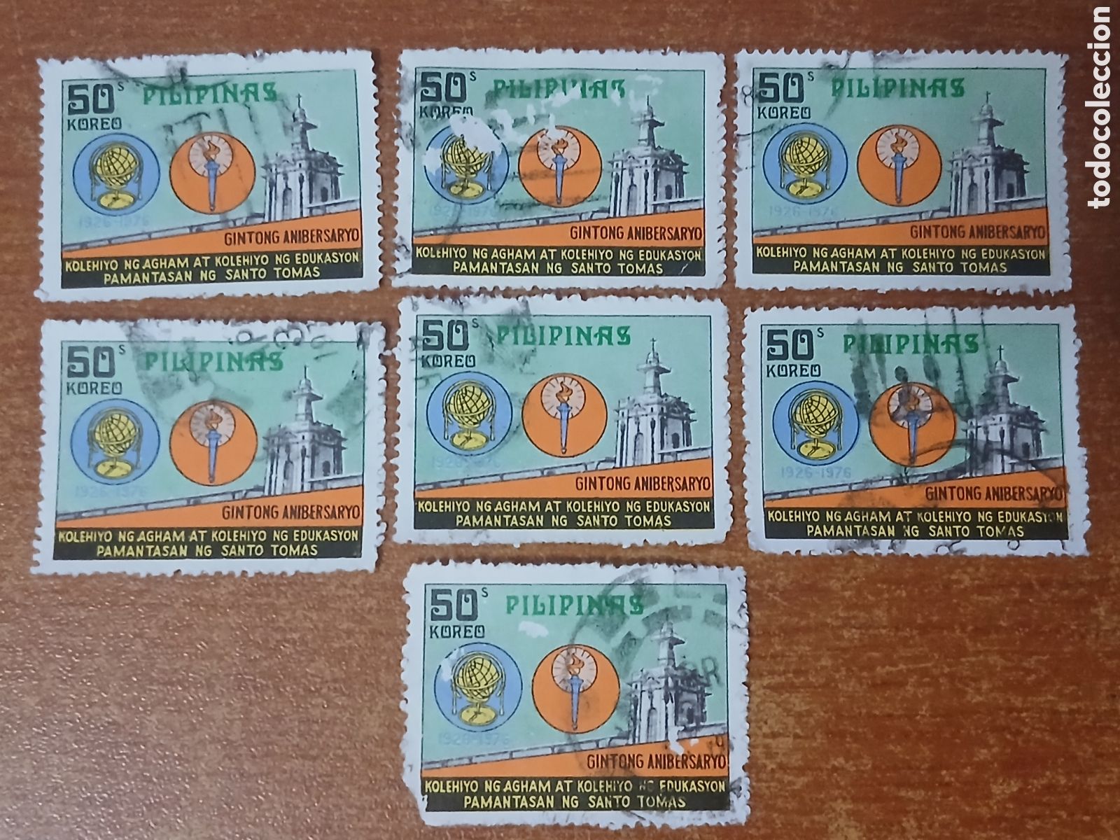 Sellos: 7 Sellos Filipinas Universidad Santo Tom&aacute;s 1.976