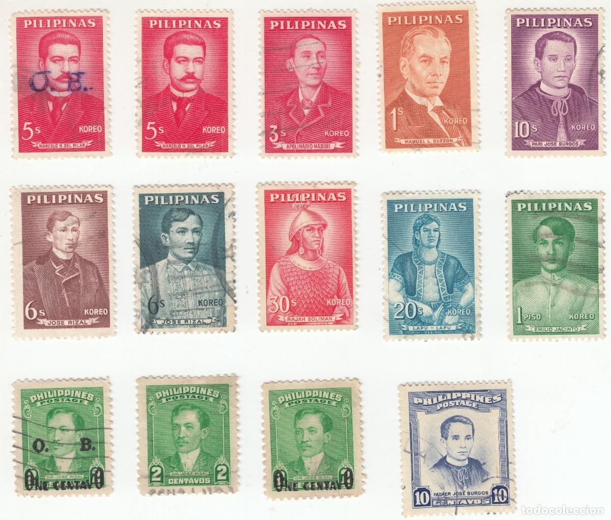 Sellos: 14 SELLOS DIFERENTES DE FILIPINAS. PHILIPPINES. PILIPINAS