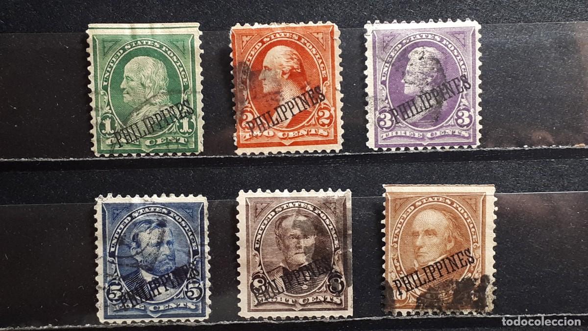 Sellos: FILIPINAS. OCUP. Americana. A&Ntilde;O 1899. &deg;. Yvert 176/8, 180, 182/3.
