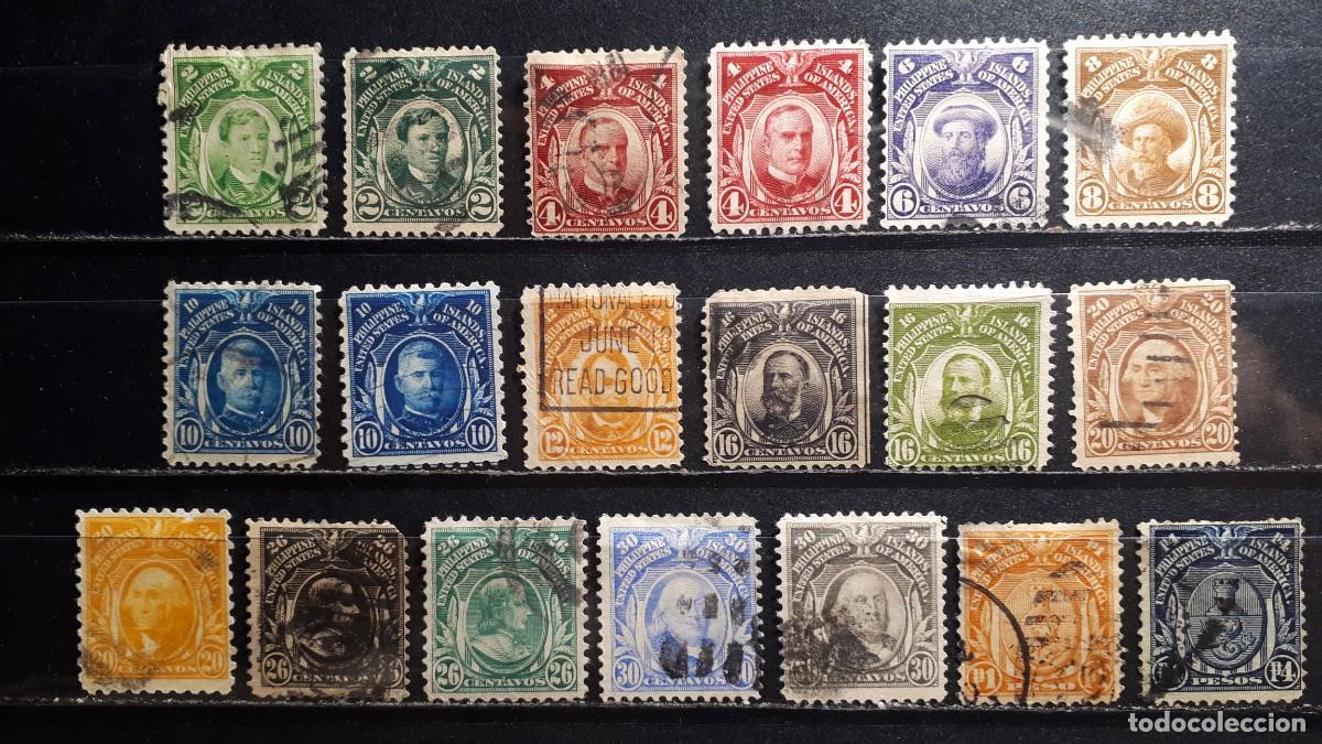 Sellos: FILIPINAS. OCUP. Americana. A&Ntilde;O 1906-14. &deg;. Yvert 204/8, 210/21, 204A, 205A, 208A.