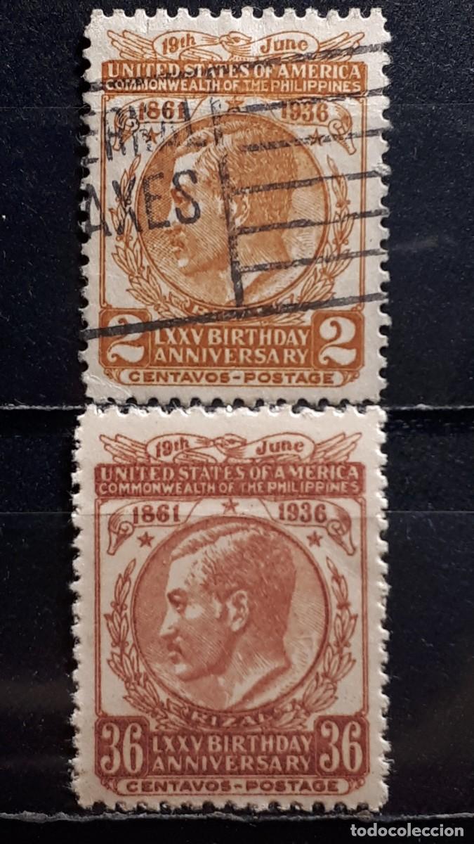 Sellos: FILIPINAS. CONFEDERACI&Oacute;N . A&Ntilde;O 1936. &deg;/*. Yvert 266, 268.