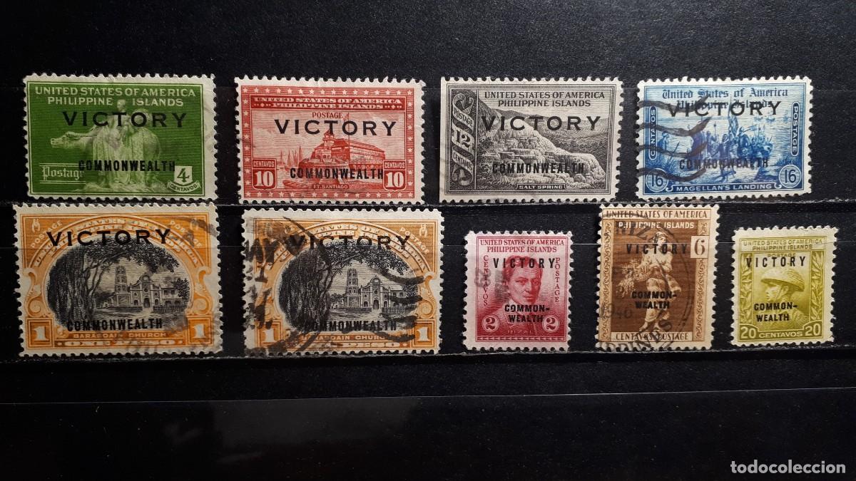Sellos: FILIPINAS confederaci&oacute;n . A&Ntilde;O 1945. &deg;. Yvert 319, A,C,D,E,G,H,J,K.