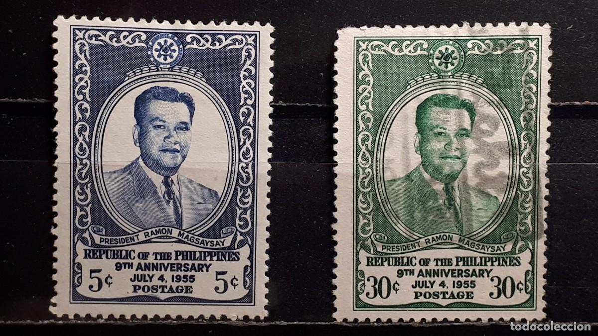 Sellos: FILIPINAS . A&Ntilde;O 1955. &deg;/*. Yvert 434, 436