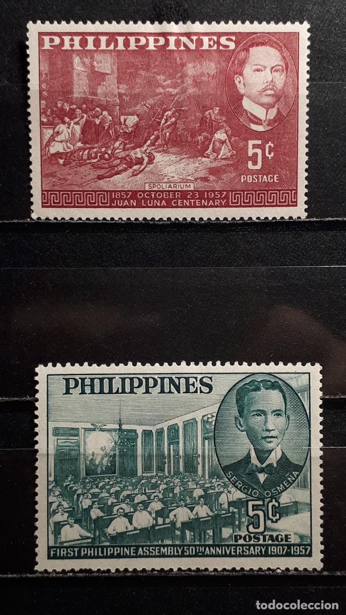 Sellos: FILIPINAS . A&Ntilde;O 1957 *. Yvert 453, 454