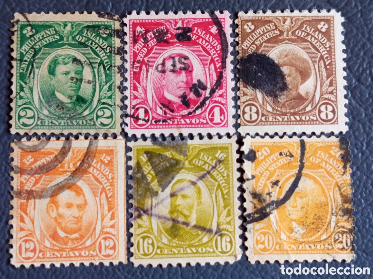 Sellos: Lote 6 Sellos Filipinas 1906/14 Serie Definitiva Usados (Michel 214/219)