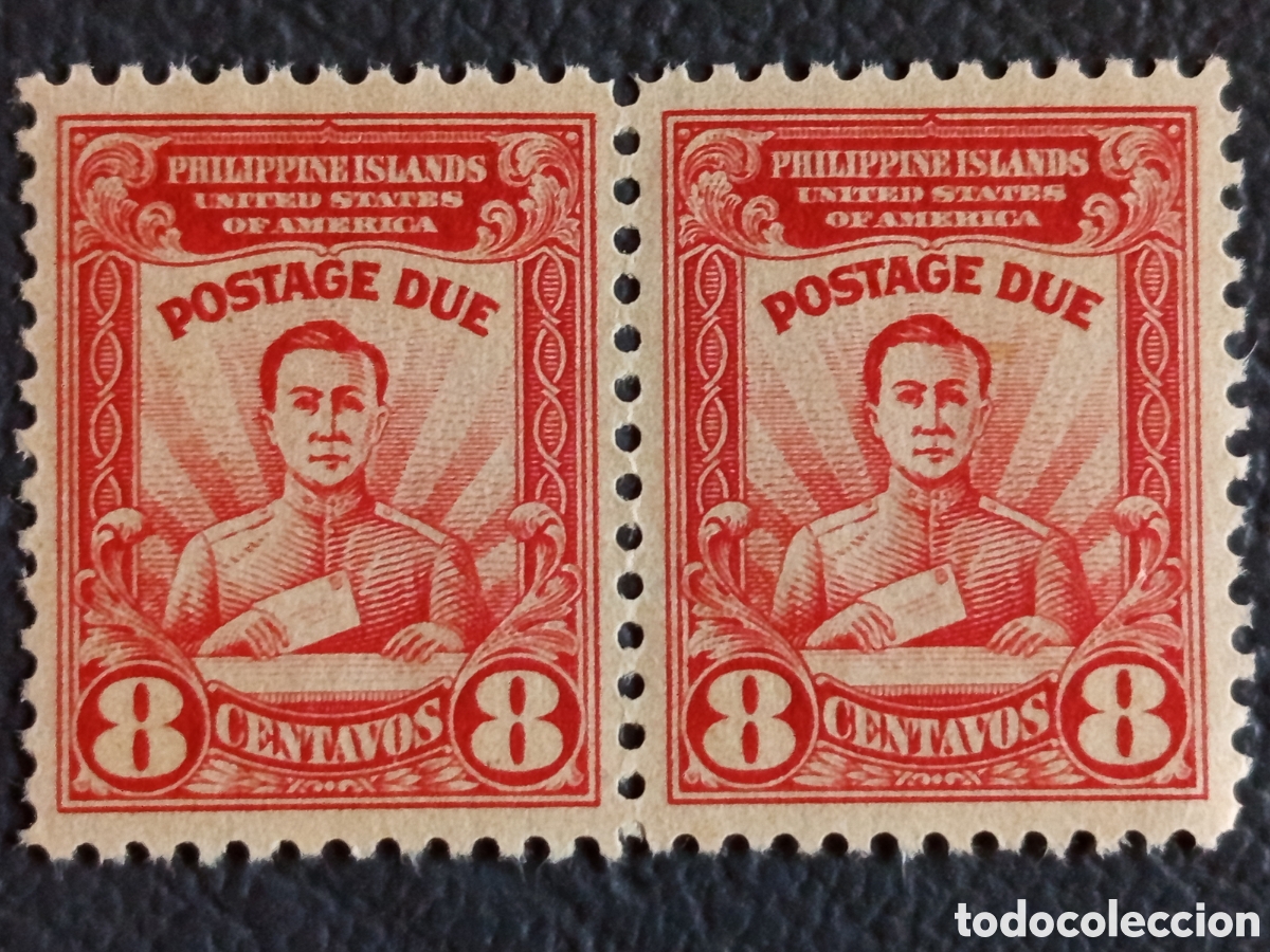 Briefmarken: Pareja Filipinas 1947 Tasa &rdquo;Postage Due&rdquo; Manuel Quezon 8c Nuevo (Michel P16)
