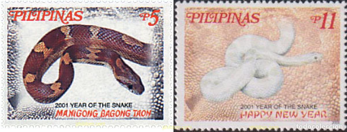 Sellos: 65141 MNH FILIPINAS 2000 A&Ntilde;O LUNAR CHINO - A&Ntilde;O DE LA SERPIENTE