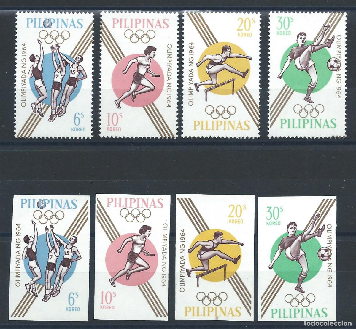 Sellos: Philippines N&deg;605/08** (MNH) 1964 Dentel&eacute; et N. Dentel&eacute; - J.O de Tokyo