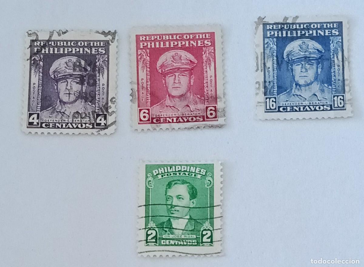 Sellos: Sellos Filipinas 1948, General Douglas MacArthur, 1.880 - 1.964 y Jos&eacute; Rizal