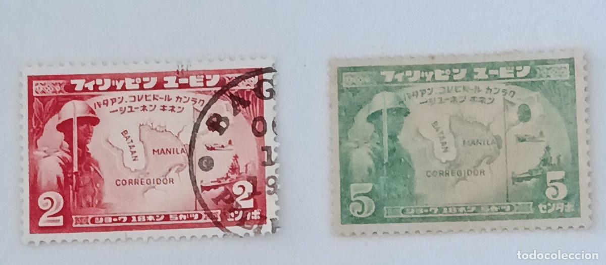 Sellos: Sellos Filipinas ocupaci&oacute;n japonesa 1943 1&ordm; Aniversario de la toma de Bataan y Corregidor.