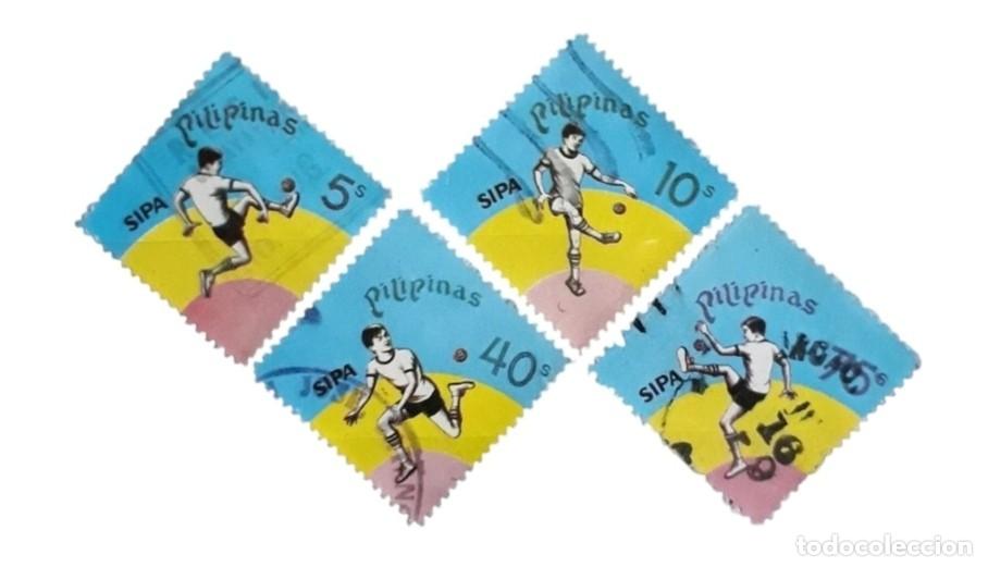 Sellos: FILIPINAS 1978 Deportes. Sipa, juego filipino de la pelota. SERIE COMPLETA. USADO.
