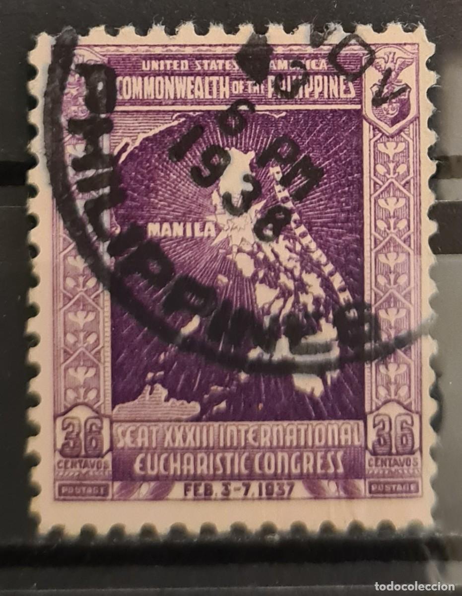 Sellos: Sello usado de Filipinas 1937: XXXIII Congreso Eucar&iacute;stico Internacional