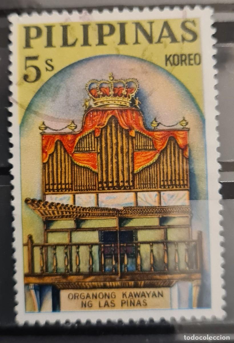 Sellos: Sello usado de Filipinas 1964: &Oacute;rganos de bamb&uacute; de la iglesia de Las Pinas