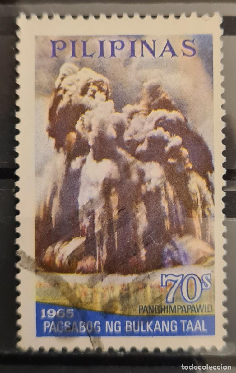 Sellos: Sello usado de Filipinas 1968: III aniversario de la erupci&oacute;n del volc&aacute;n Taal