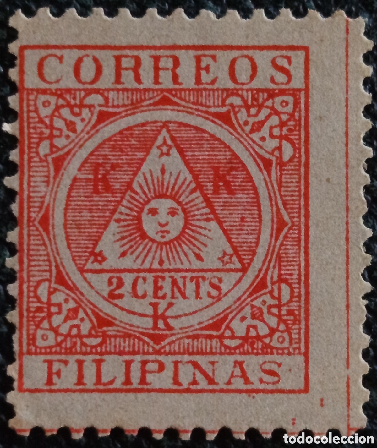 Sellos: Sello Filipinas Revolucionaria Katipunan KKK 2 Cents Rojo 1898-1899 MH