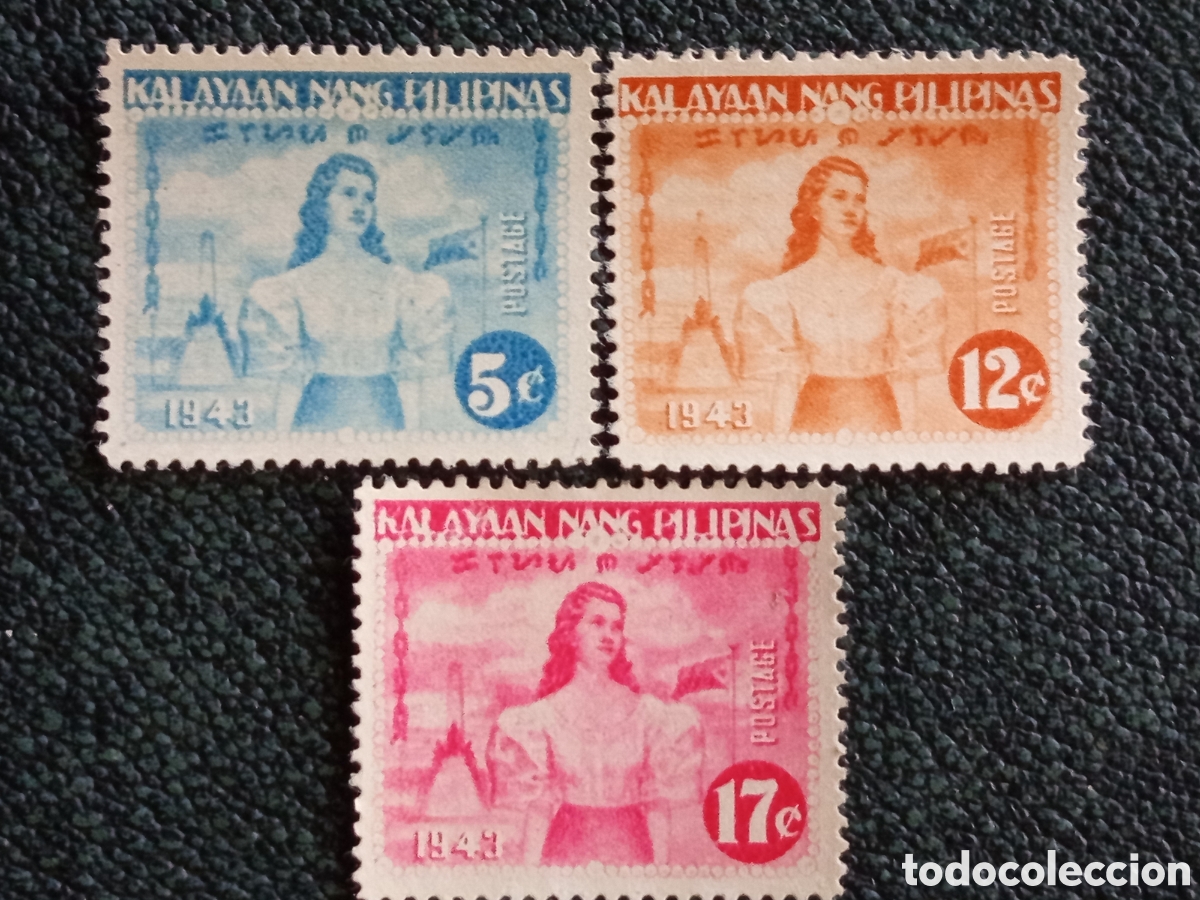 Stamps: Serie Filipinas Ocupacion Japonesa Independencia 5c 12c 17c 1943 MH