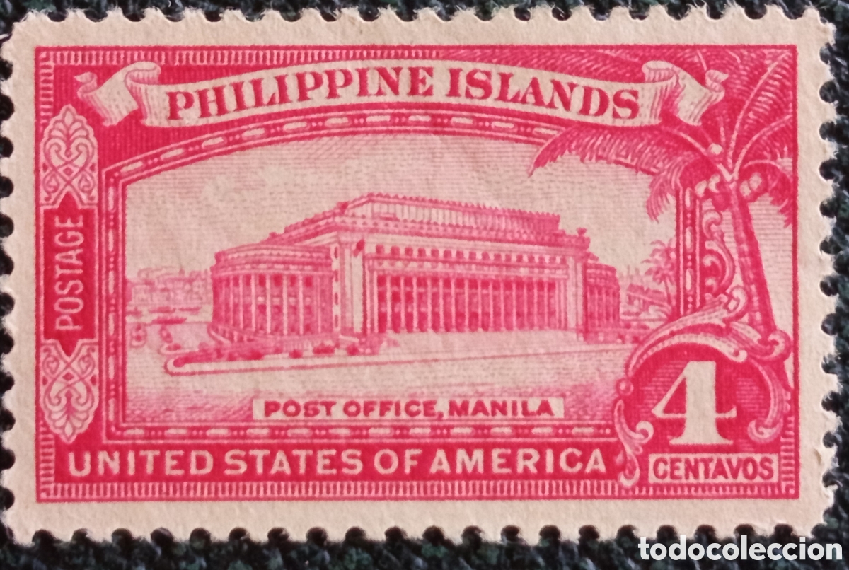 Sellos: Sello Filipinas Oficina de Correos Manila 4 Centavos Carm&iacute;n 1932 Unused / MNH